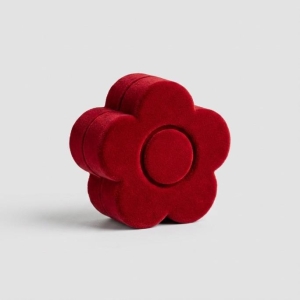 CAIXA DE VELUDO FLOR PARA 1 ANEL - CAIXA VELUDO VERMELHO