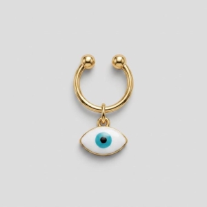 PIERCING FAKE ARGOLA COM OLHO GREGO - BANHADO A OURO 18K