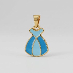 PINGENTE VESTIDO PRINCESA AZUL - BANHADO A OURO 18K