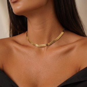 CHOKER LAMINADO MÉDIA COM EXTENSOR - BANHADO A OURO 18K