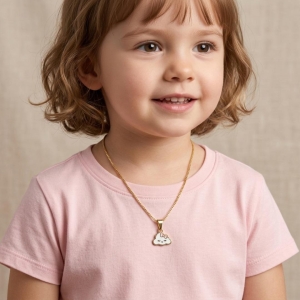 CORRENTE INFANTIL 45CM NUVEM RESINADO - BANHADO A OURO 18K