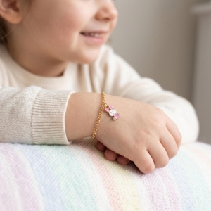 PULSEIRA INFANTIL  COELHO RESINADO - BANHADO A OURO 18K