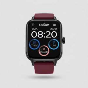 RÉLOGIO SMART WATCH PRETO COM PULSEIRA MARSALA