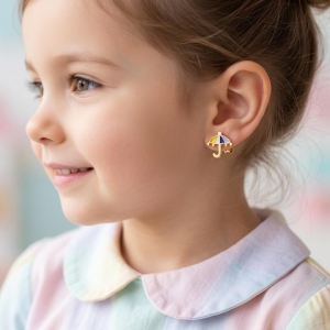 BRINCO INFANTIL GUARDA-CHUVA RESINADO  -BANHADO A OURO 18K
