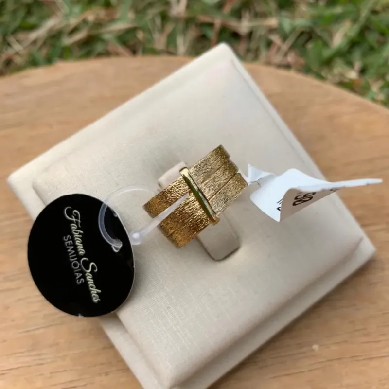 ANEL TRIPLO LISO FOSCO Nª15 - BANHADO A OURO 18K