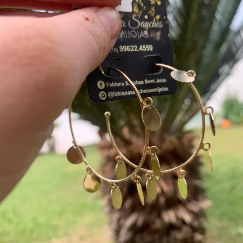 ARGOLA MEDALHAS PENDURADAS  - BANHADO A OURO 18K
