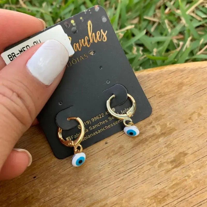 BRINCO ARGOLA OLHO GREGO FRENTE E VERSO PENDURADO MEDIO -OU