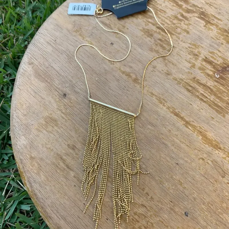 CORRENTE FRANJA BOLINHAS - BANHADO A OURO 18K