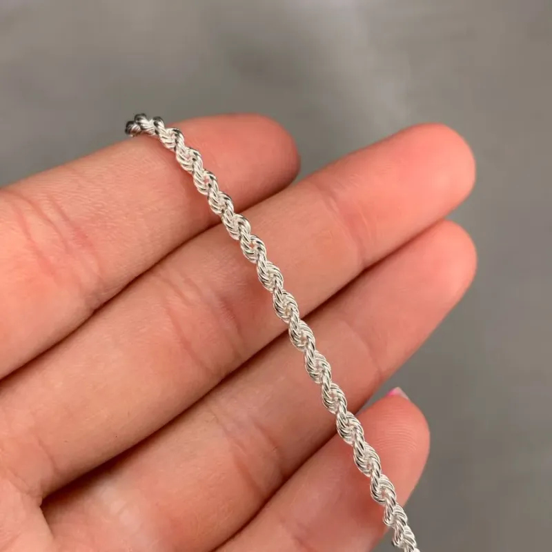 PULSEIRA CORDÃO BAIANO MÉDIO LISO -PRATA 925