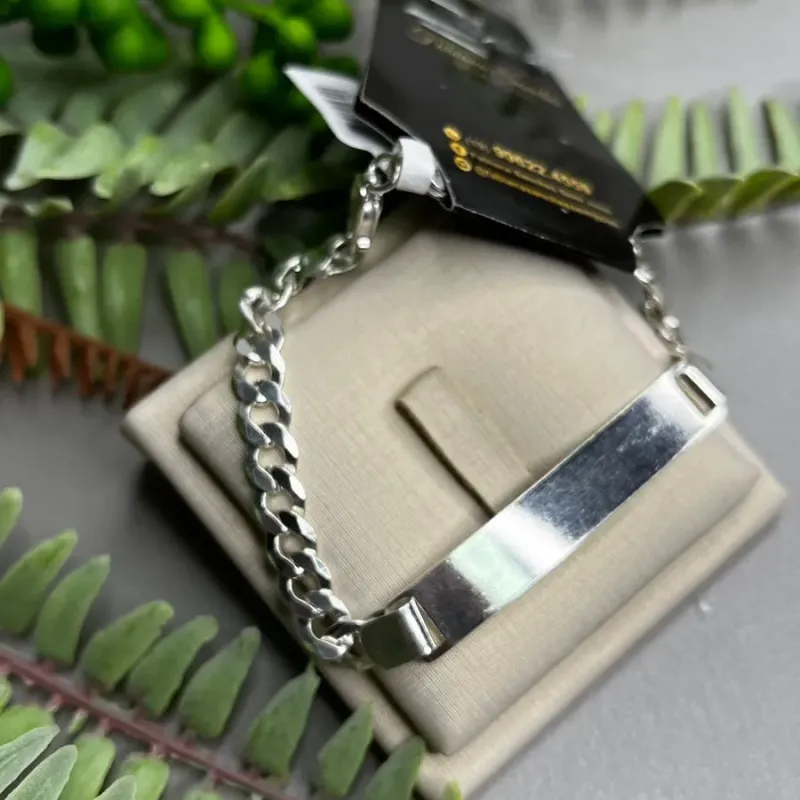 PULSEIRA MASCULINA GRUMET MÉDIO COM PLACA P/ NOME  - PRATA 925