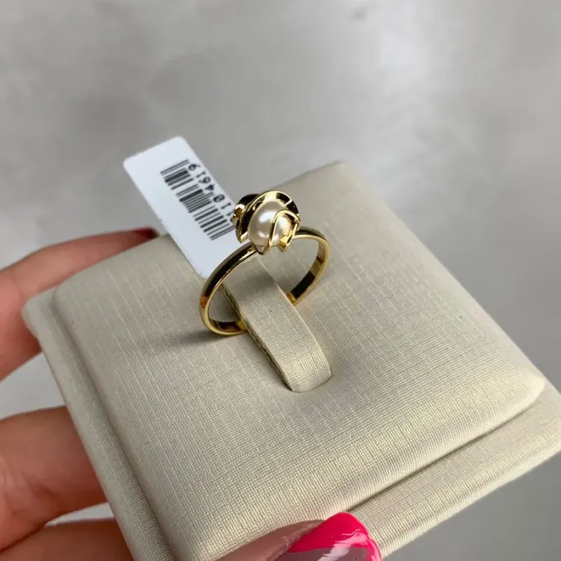 ANEL COM PÉROLA TRANÇADA  Nª19- BANHADO A OURO 18K