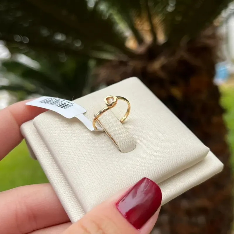 ANEL FALANGE CORAÇÃO COM ZIRCONIA Nª11 - BANHADO A OURO 18K