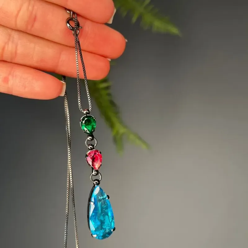 CORRENTE GOTA COLORS - BANHADO A RÓDIO NEGRO