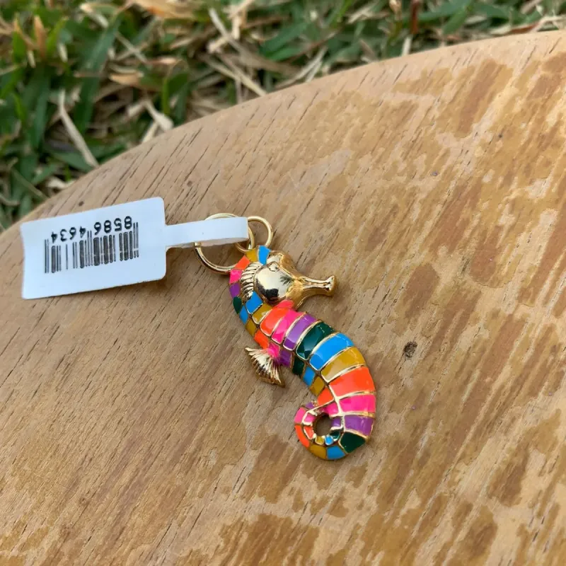 PINGENTE CAVALO MARINHO COLORS - BANHADO A OURO 18K