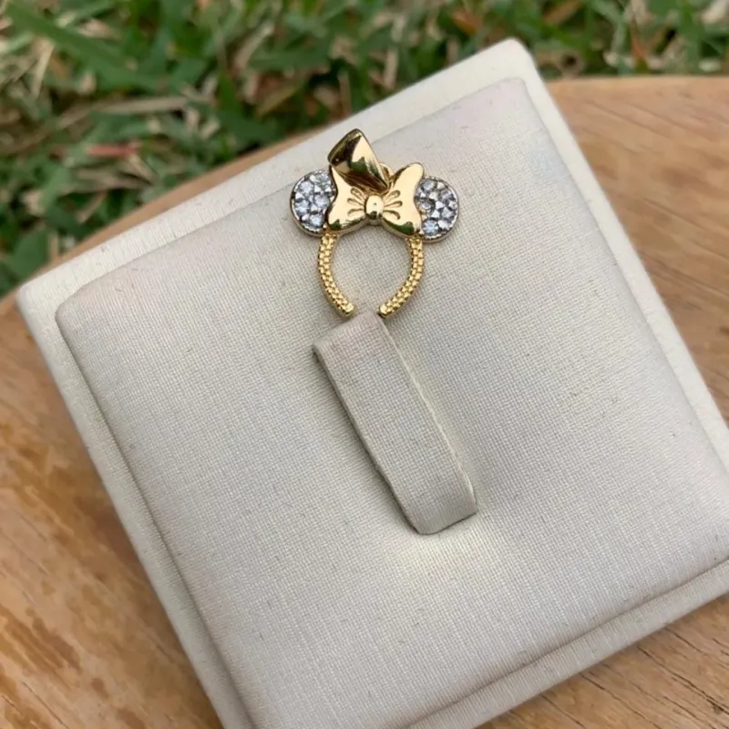 PINGENTE MINNIE CABEÇA COM ZIRCONIA -  BANHADO A OURO 18K