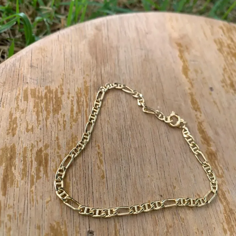 PULSEIRA MASCULINA 3X1 TRAVESSINHA- BANHADO A OURO 18K
