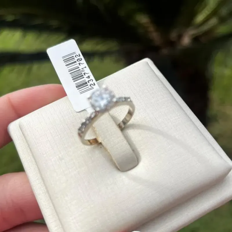 ANEL SOLITARIO COM ZIRCONIA CRISTAL N15  - PRATA 925