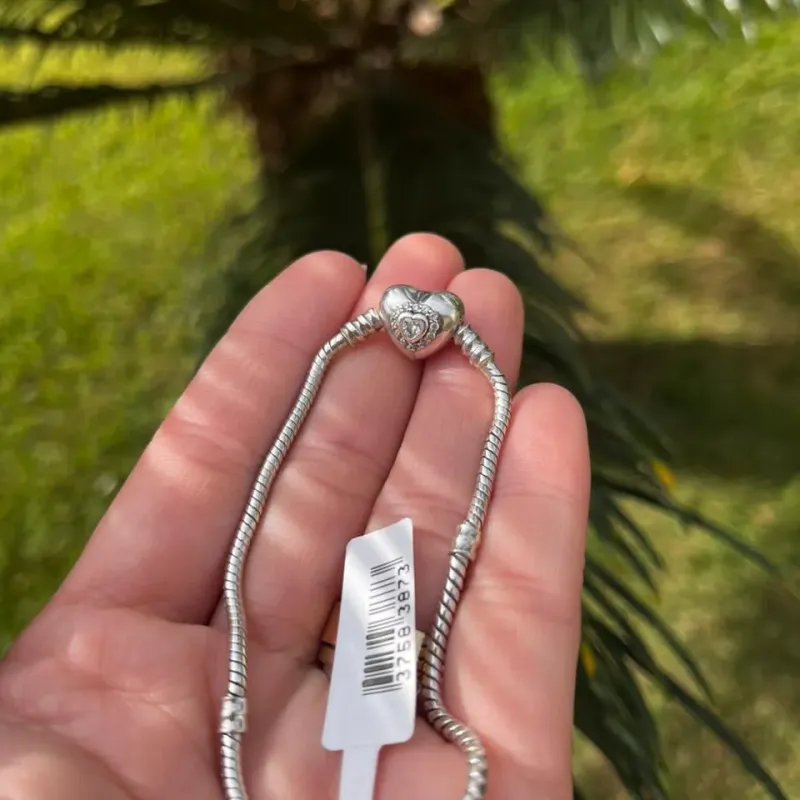 PULSEIRA PANDORA COM CORAÇÃO E ZIRCONIA CRISTAL -PRATA 925