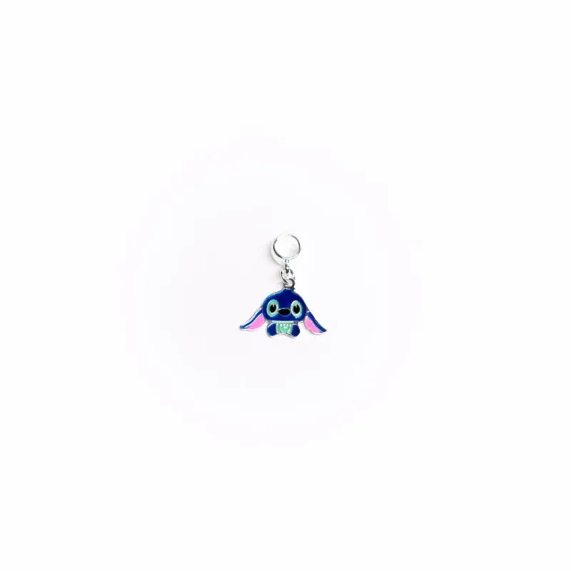 BERLOQUE PENDURADO STITCH RESINADO - BANHADO A RÓDIO BRANCO