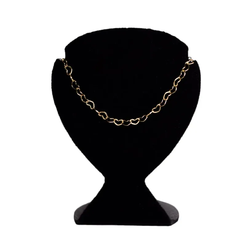 CHOKER CORAÇÃO VAZADO 45CM -BANHADO A OURO 18K