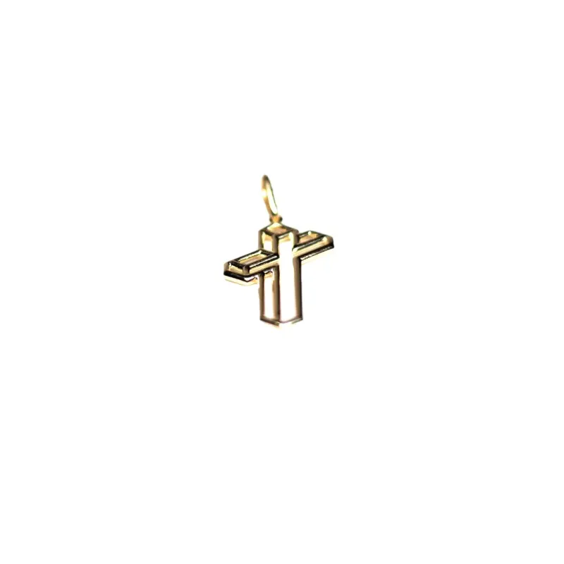 PINGENTE CRUZ 3D MÉDIA - BANHADO A OURO 18K