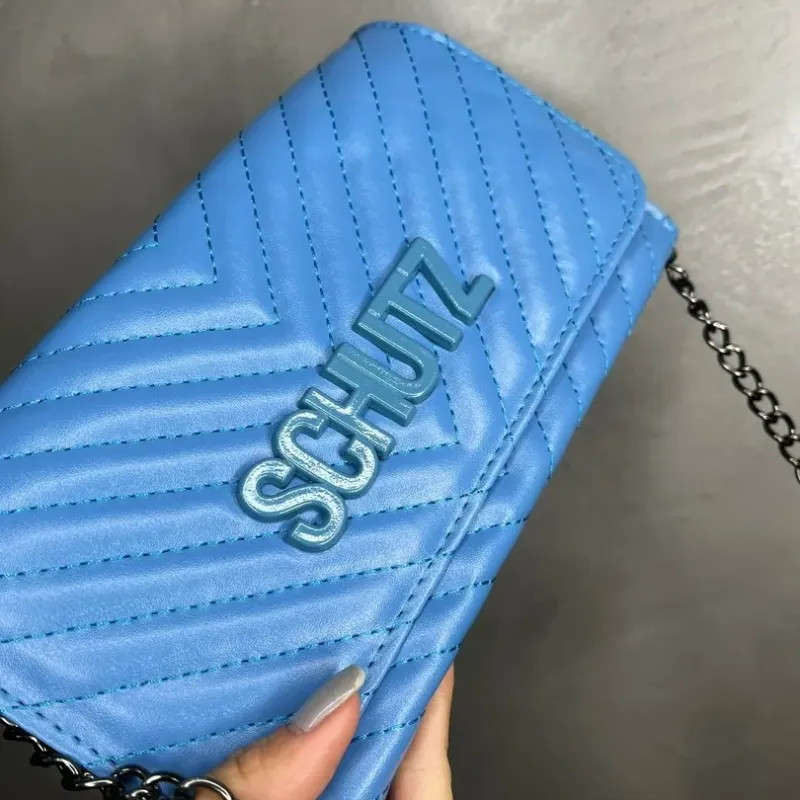 BOLSA REPLICA SCHUTZ AZUL CLARO COM ALÇA AVULSA GRAFITE