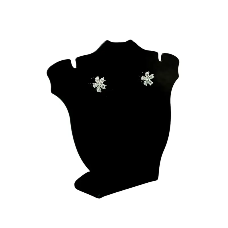 BRINCO PEQUENO FLOR COM ZIRCONIA CRISTAL - BANHADO A PRATA 925