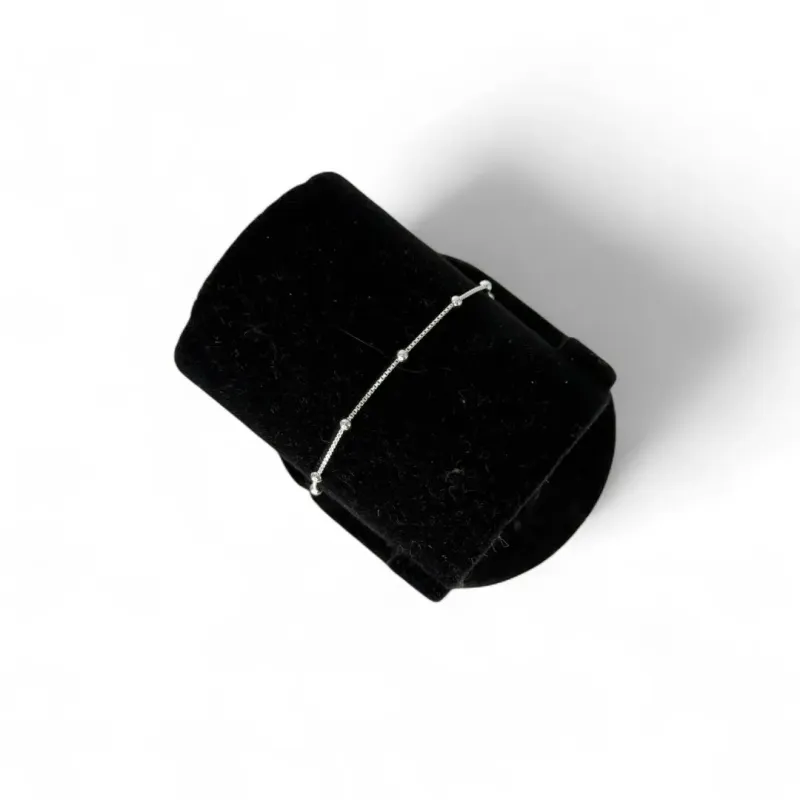 PULSEIRA CORRENTE VENEZIANA COM BOLINHAS LISA -PRATA 925