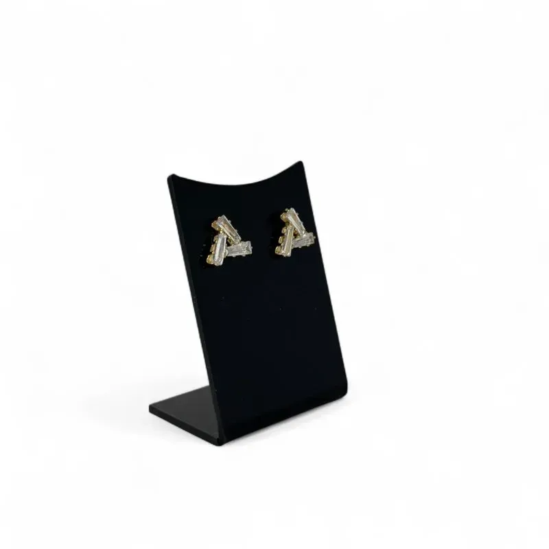 BRINCO NAVETE TRIPLA CRISTAL - BANHADO A OURO 18K