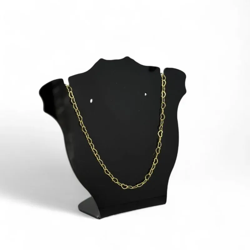 CORRENTE CORAÇÕES VAZADOS E EXTENSOR - BANHADO A OURO 18K