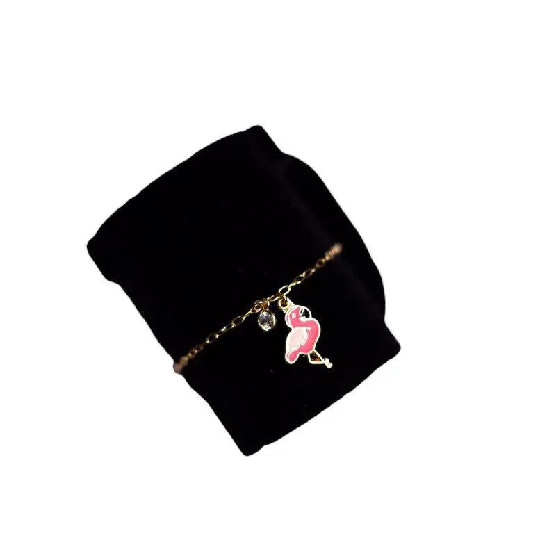 PULSEIRA INFANTIL FLAMINGO PINK  - BANHADO A OURO 18K,