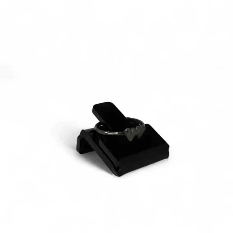 ANEL FALANGE CORAÇÃO DUPLO CHEIO Nª12 - BANHADO A RÓDIO NEGRO