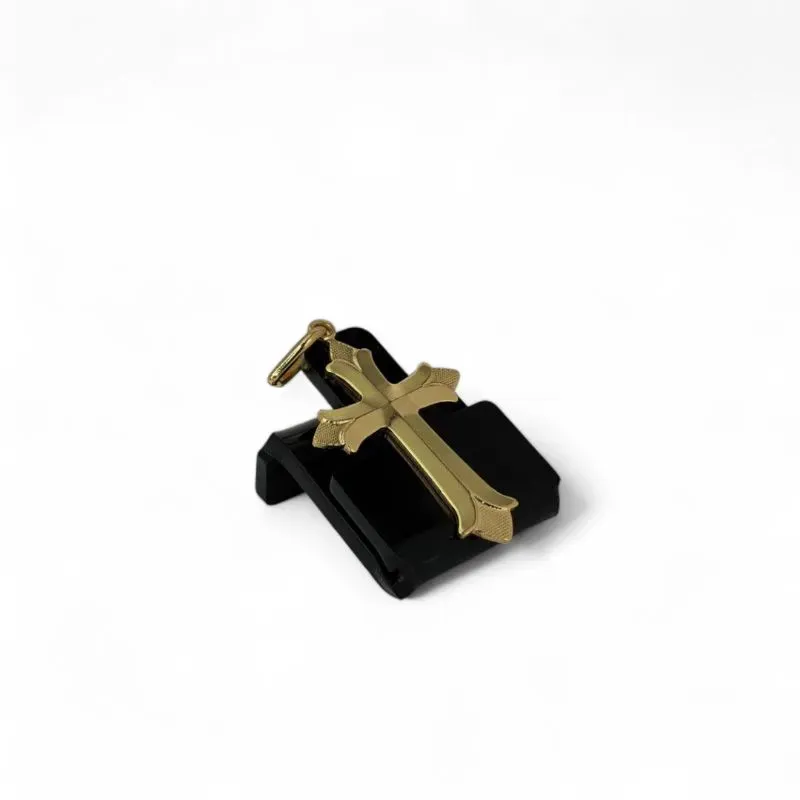 PINGENTE CRUCIFIXO GRANDE TRABALHADO - BANHADO A OURO 18K