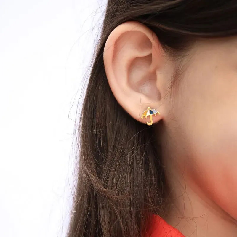 BRINCO INFANTIL GUARDA-CHUVA RESINADO  -BANHADO A OURO 18K