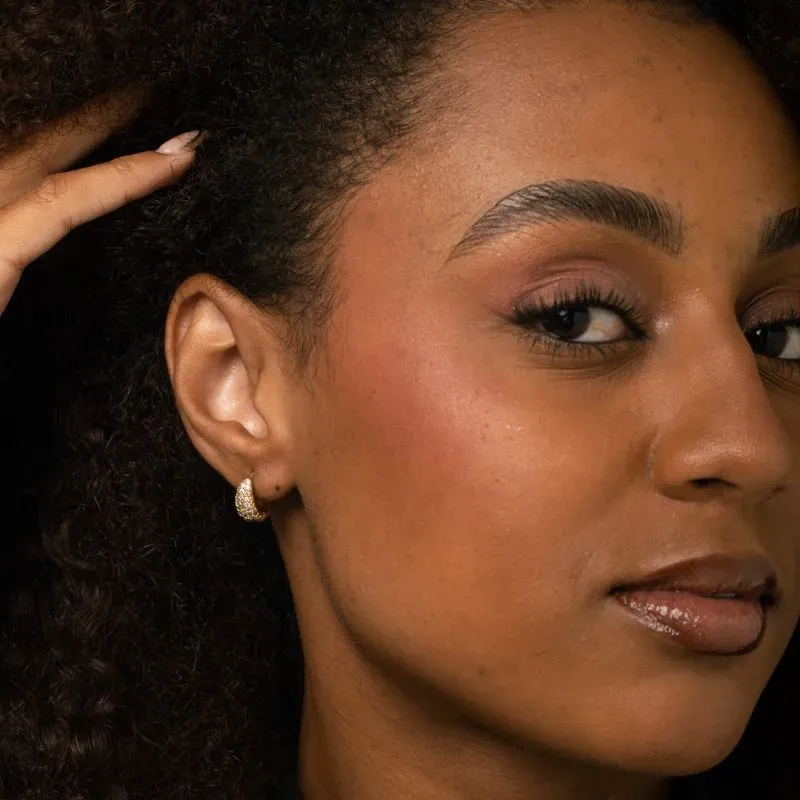 BRINCO ARGOLA CRAVEJADO ZIRCONIA GORDINHA - BANHADO A OURO 18K