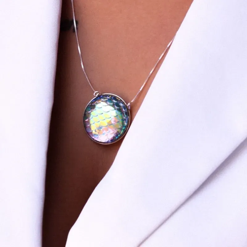 CORRENTE ESCAMA DE SEREIA FRUTA-COR REDONDO GRANDE- PRATA 925