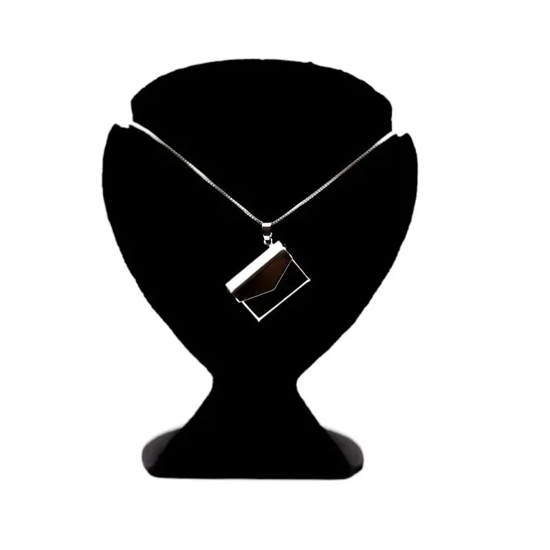 CORRENTE RELICÁRIO CARTA COM ABERTURA  - BANHADO A RÓDIO BRANCO