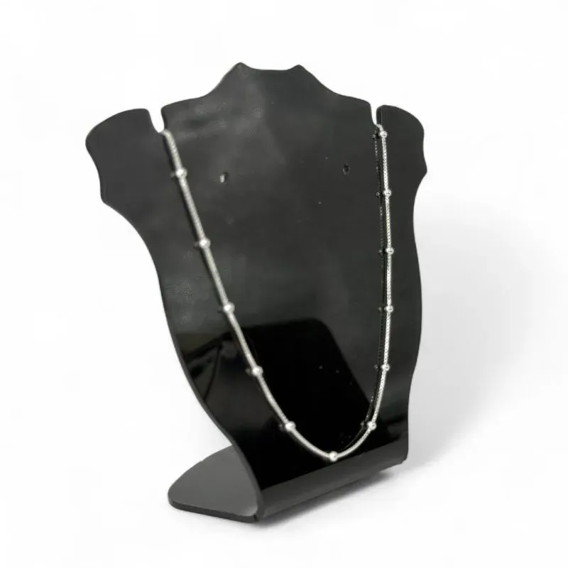 CORRENTE VENEZIANA COM BOLINHAS LISA 50CM -PRATA 925