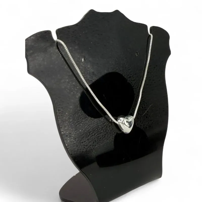 CORRENTE VENEZIANA COM CORAÇÃO LISO - BANHADO A PRATA 925