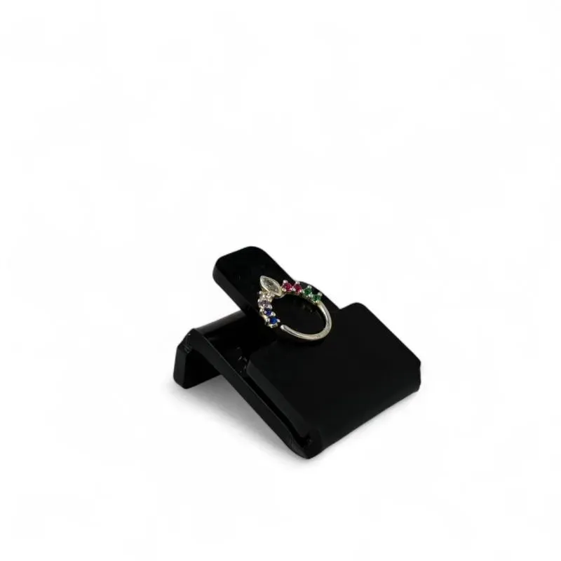 PIERCING ARGOLA COM ZIRCONIA COLORS COM BICO GOTA -PRATA 925