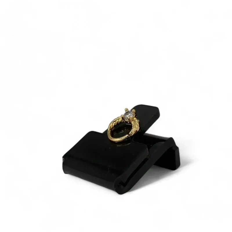 PIERCING SEPTO ZIRCONIA DETALHE FOLHA - BANHADO A OURO 18K