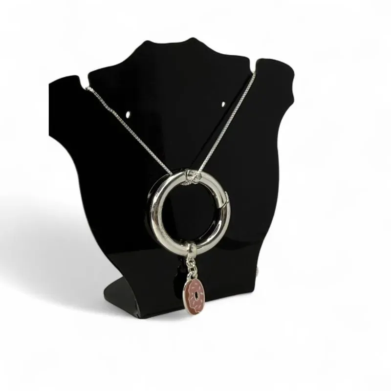 CORRENTE COM PINGENTE ARO PARA BERLOQUE COM DONUTS  - BANHADO A PRATA 925