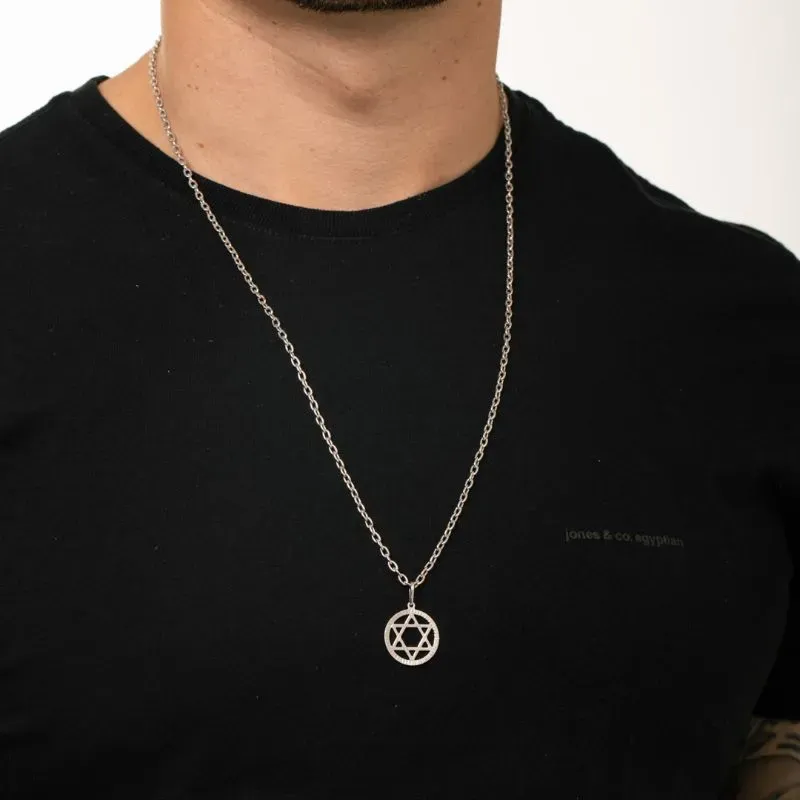 PINGENTE ESTRELA DE DAVI PEQUENO - BANHADO A RÓDIO BRANCO