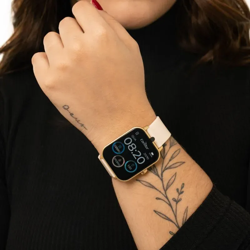 RÉLOGIO SMART WATCH CONDOR DOURADO COM PULSEIRA OFF