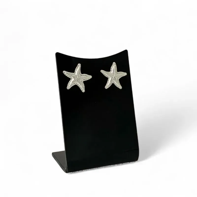 BRINCO ESTRELA DO MAR LISA  - BANHADO A PRATA 925