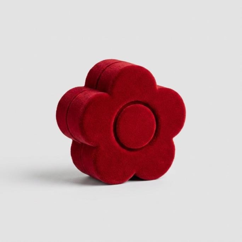 CAIXA DE VELUDO FLOR PARA 1 ANEL - CAIXA VELUDO VERMELHO