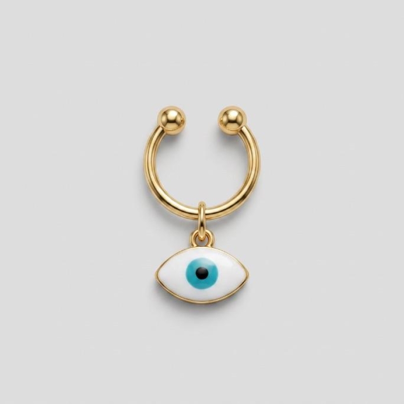 PIERCING FAKE ARGOLA COM OLHO GREGO - BANHADO A OURO 18K