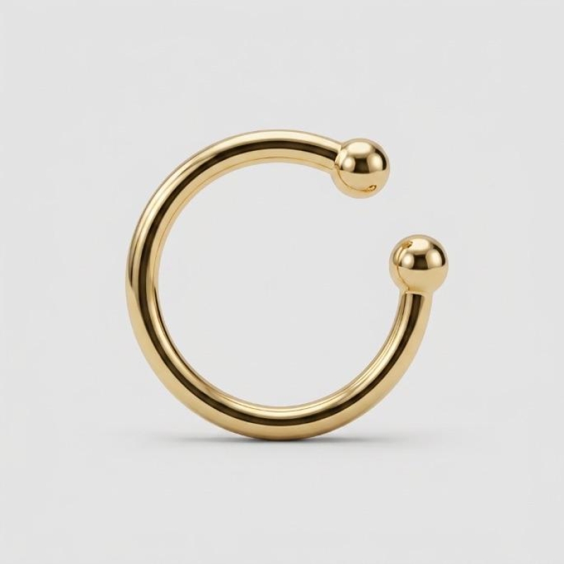 PIERCING FAKE FERRADURA ARGOLA LISA- BANHADO A OURO 18K