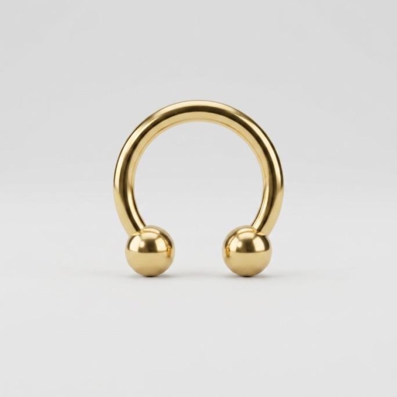PIERCING FERRADURA LISO 8MM/10MM- BANHADO A OURO 18K