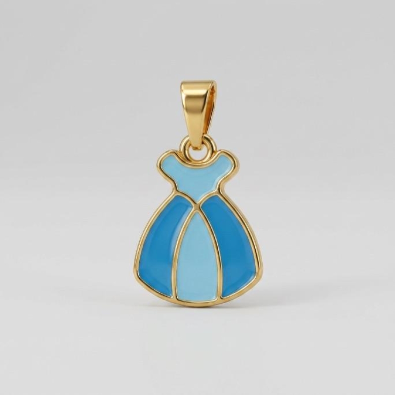 PINGENTE VESTIDO PRINCESA AZUL - BANHADO A OURO 18K